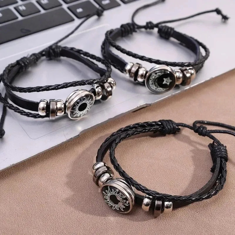 2PCS Sun & Moon His & Hers Couple Bracelets – Stainless Steel Night Glow